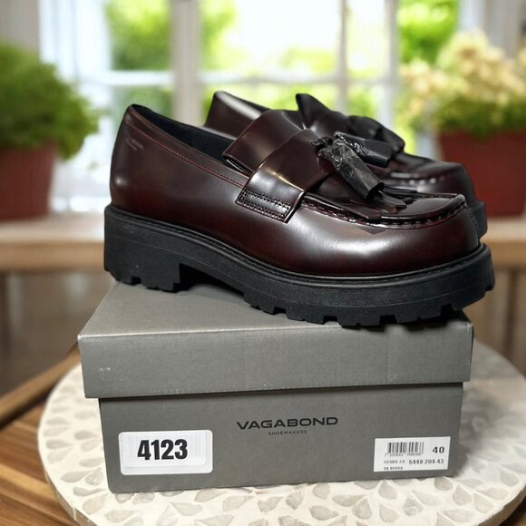 Vagabond Shoemakers Cosmo 2.0 Leather Tassel Lug Loafer Dark Bordo Women EU 40 - Picture 5 of 16